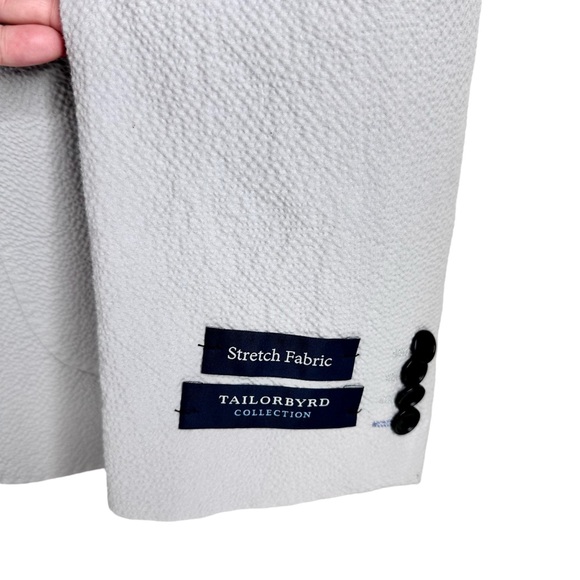 NWT Tailorbyrd Seersucker Jacket Blazer Gray Stretch Cotton 42 R - Picture 4 of 10